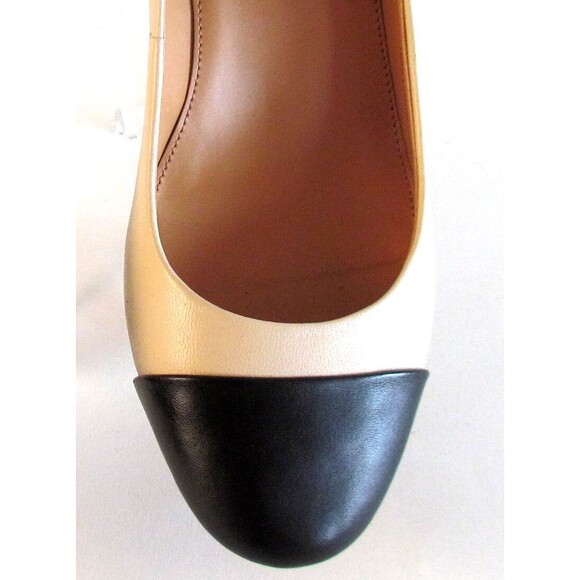 DESIGNER J. CREW BEIGE/BLACK TWO -TONE ROUND TOE 2.25" BLOCK HEEL SIZE 8.5 M
